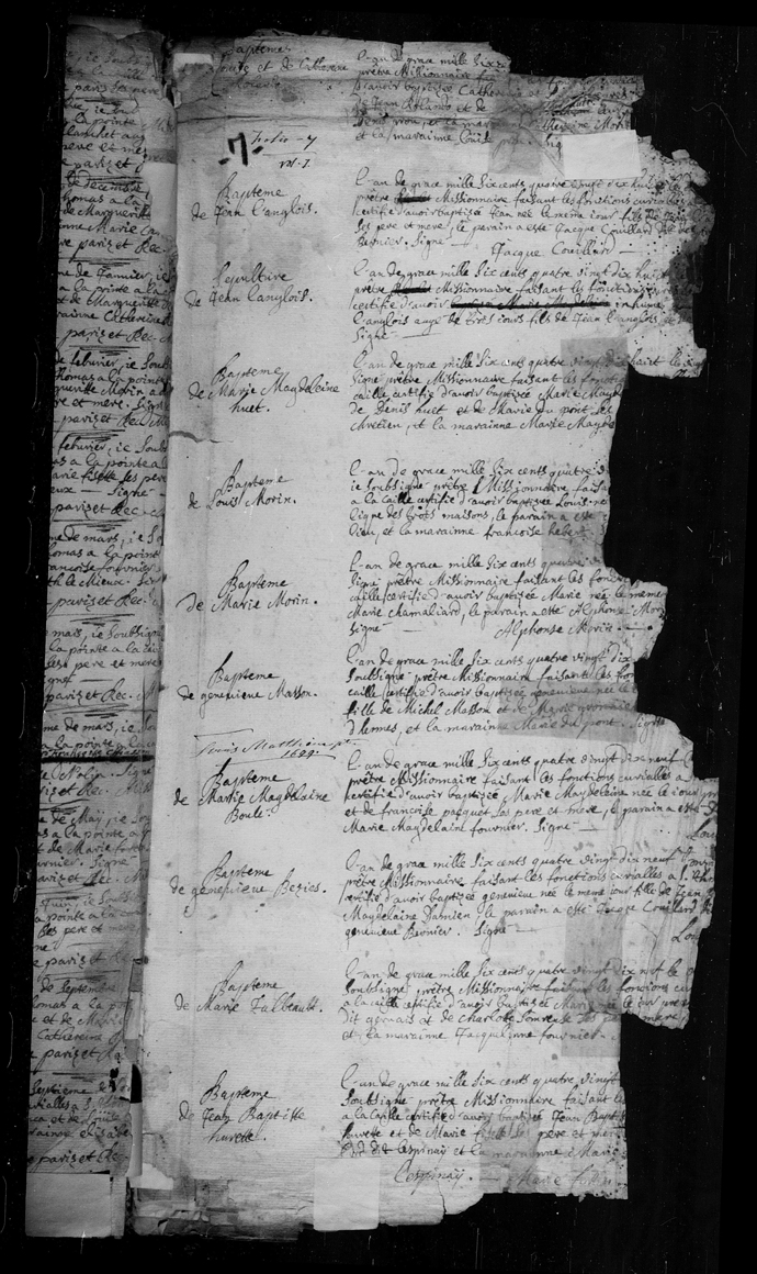 page registre Catherine et Louise L.